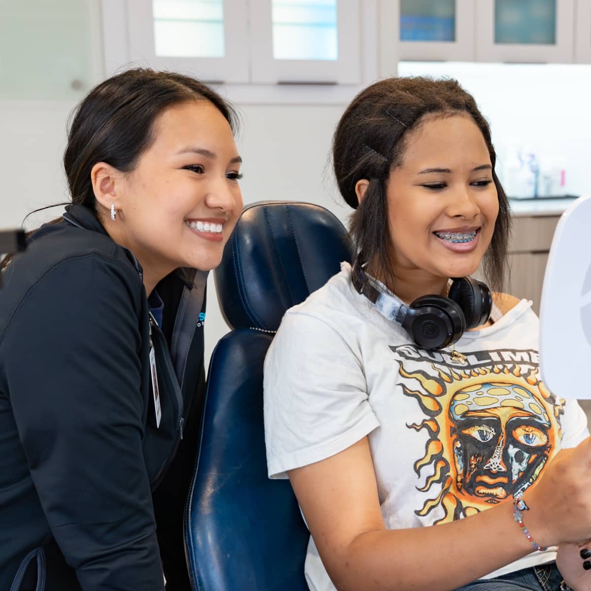 patient smiling with braces